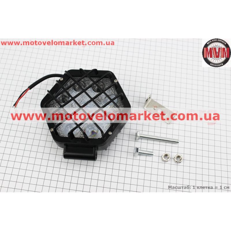 Фара дополнительная светодиодная влагозащитная - 9 LED с креплением, шестигранная  
